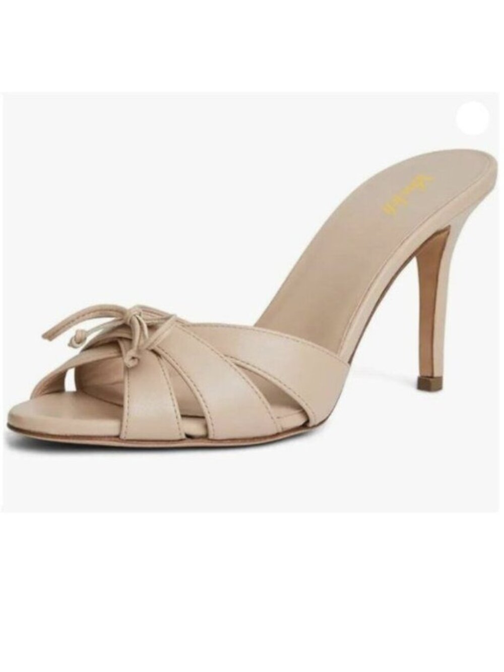 miss left Women's Trendy Mules Stiletto Heels Sandals Open Toe Bowknot Beige